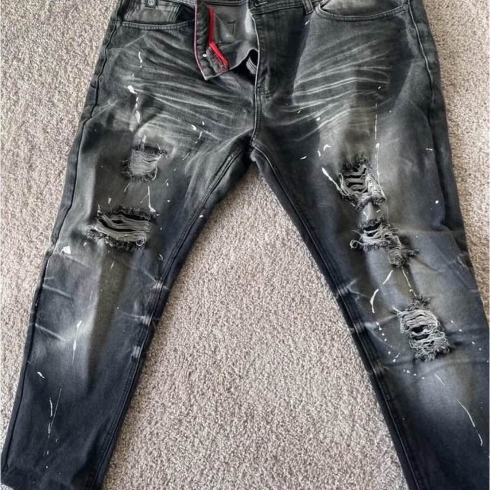 Men's Distressed Black Bootcut Jeans